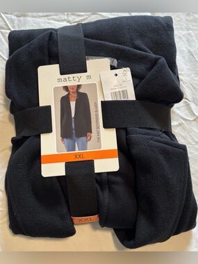 matty m Black Knit Boyfriend Blazer Size XXL